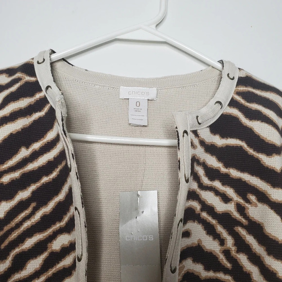 Chico's Sassy Animal Sandra Open Front Cardigan Sweater Size 0 Small US … - Picture 2 of 10